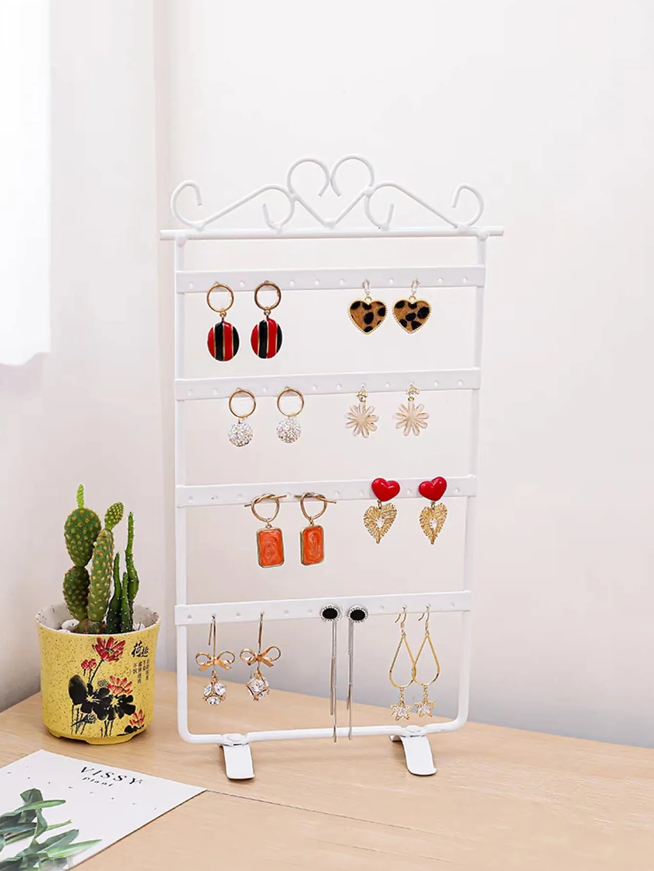 1pc Heart Detail Foldable Earring Display Rack