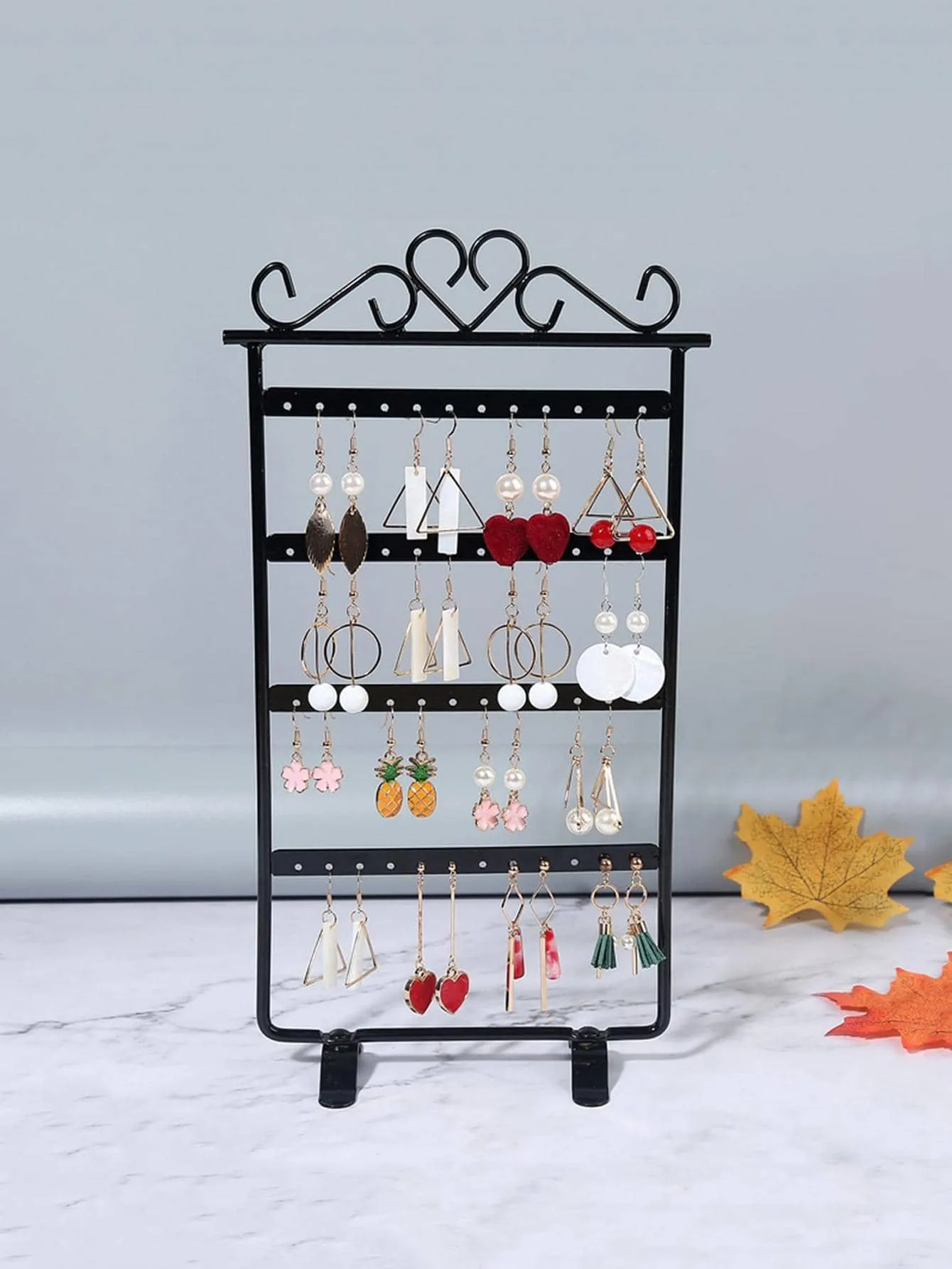 1pc Heart Detail Foldable Earring Display Rack