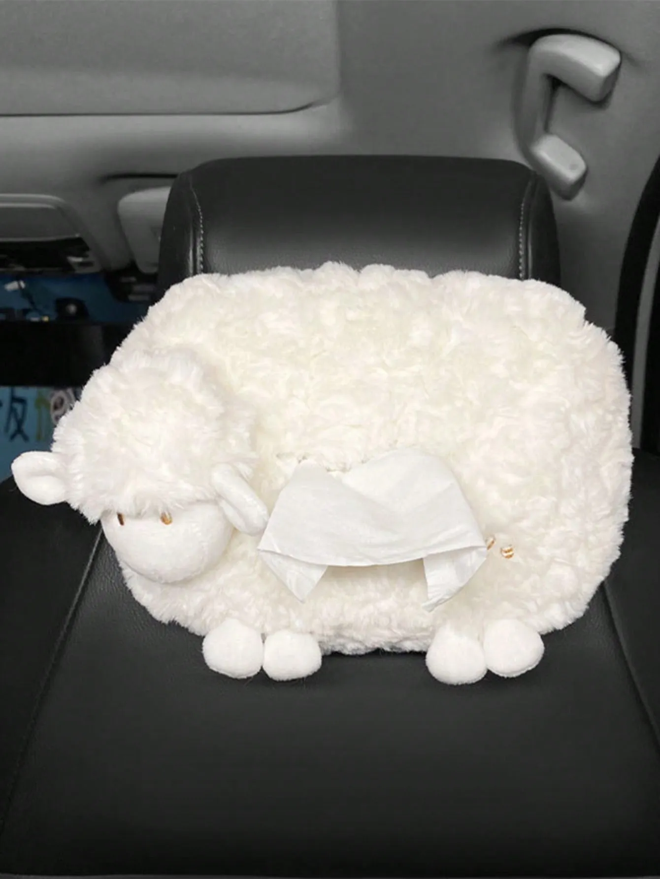 1pc Letter Embroidered Sheep Design Car Tissue Storage Box