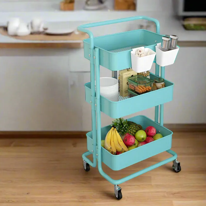 3-TIERS METAL TROLLEY CART WITH WHEELS