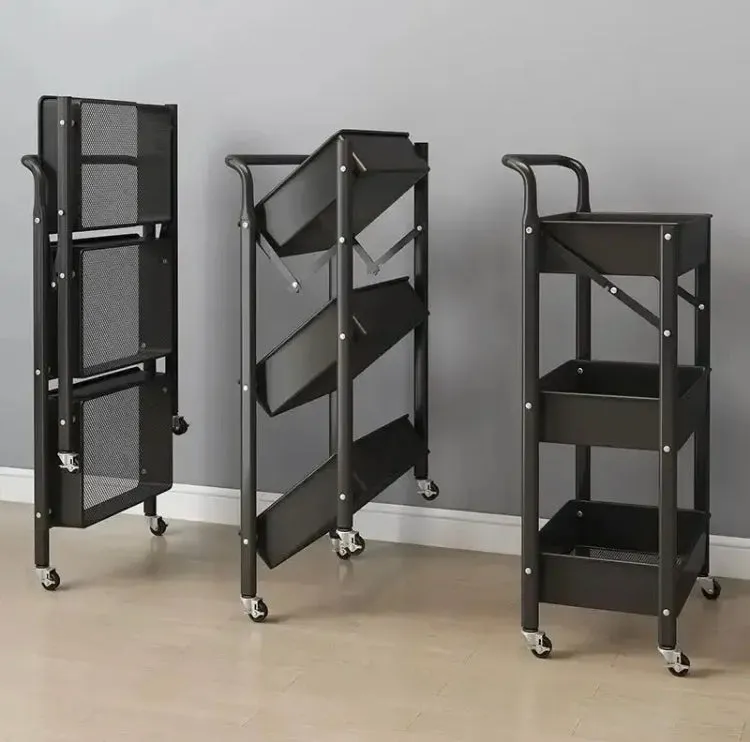 3-TIERS METAL TROLLEY CART WITH WHEELS