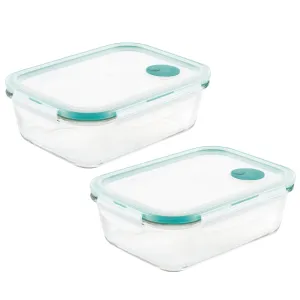 Airtight-Leakproof Borosilicate Glass 2-Piece 34-Oz. Vented Lid Container Set