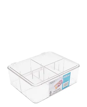 Aqua Fridge Organizer 4 Division Square - Clear