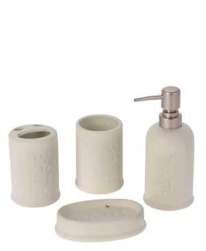 Bathroom Stoneware 4 Piece Accessory Set - White