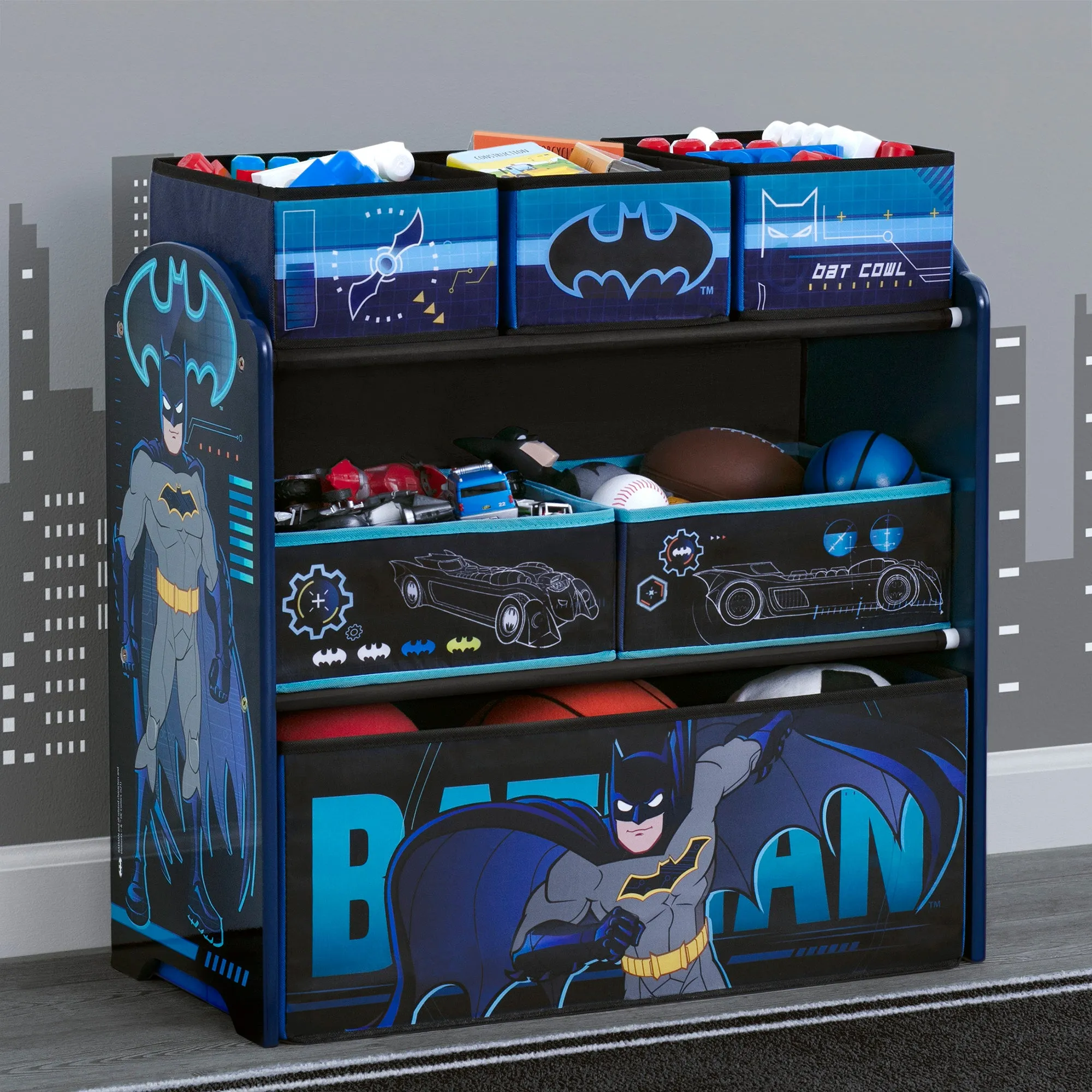 Batman 6 Bin Design and Store Toy Organizer