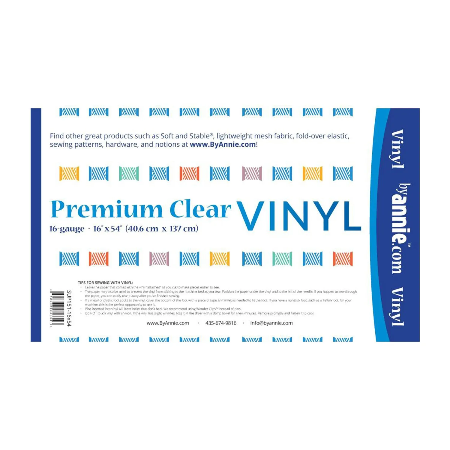 ByAnnie's Premium Clear Vinyl 16 Gauge 16"X54"