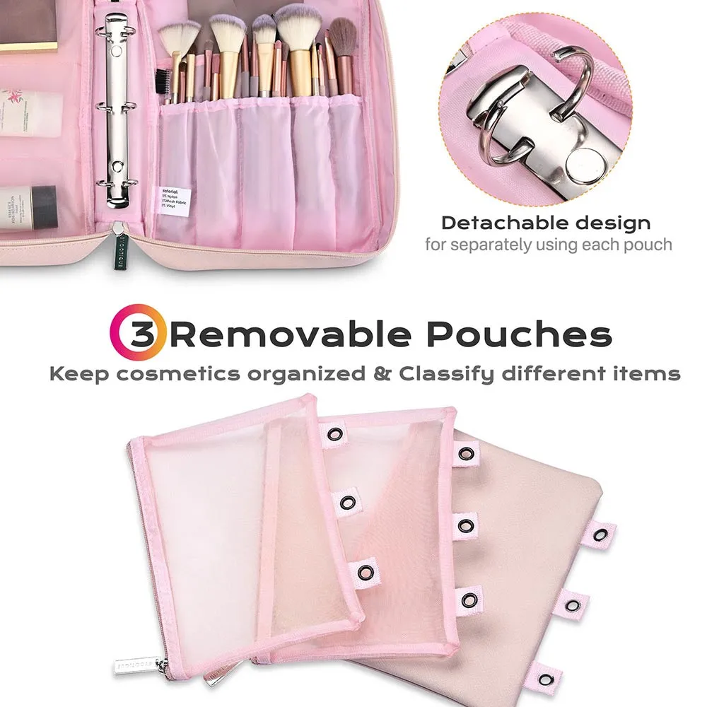 Byootique Binder Makeup Bag with Brush Holders & Pouches