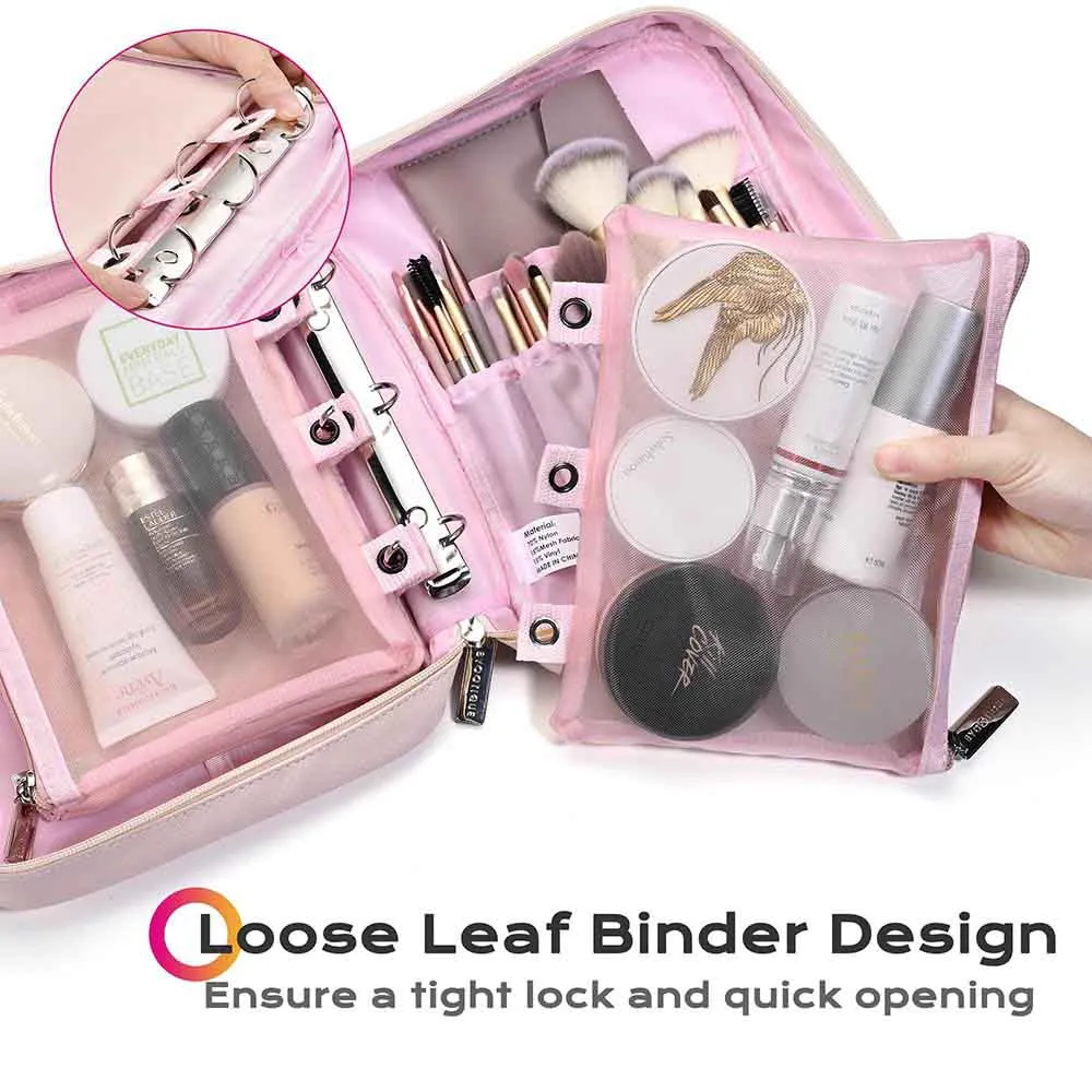 Byootique Binder Makeup Bag with Brush Holders & Pouches