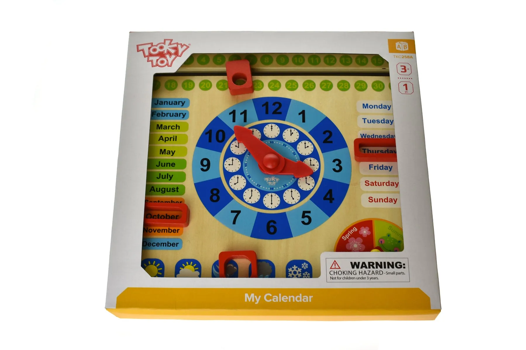 Childs learn the calendar and clock time playset with adjustable tabs and settings learning tool