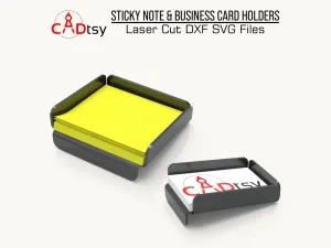 CNC Laser-Cut Metal Desk Organizers DXF / SVG Files - Business Card & Note Holders