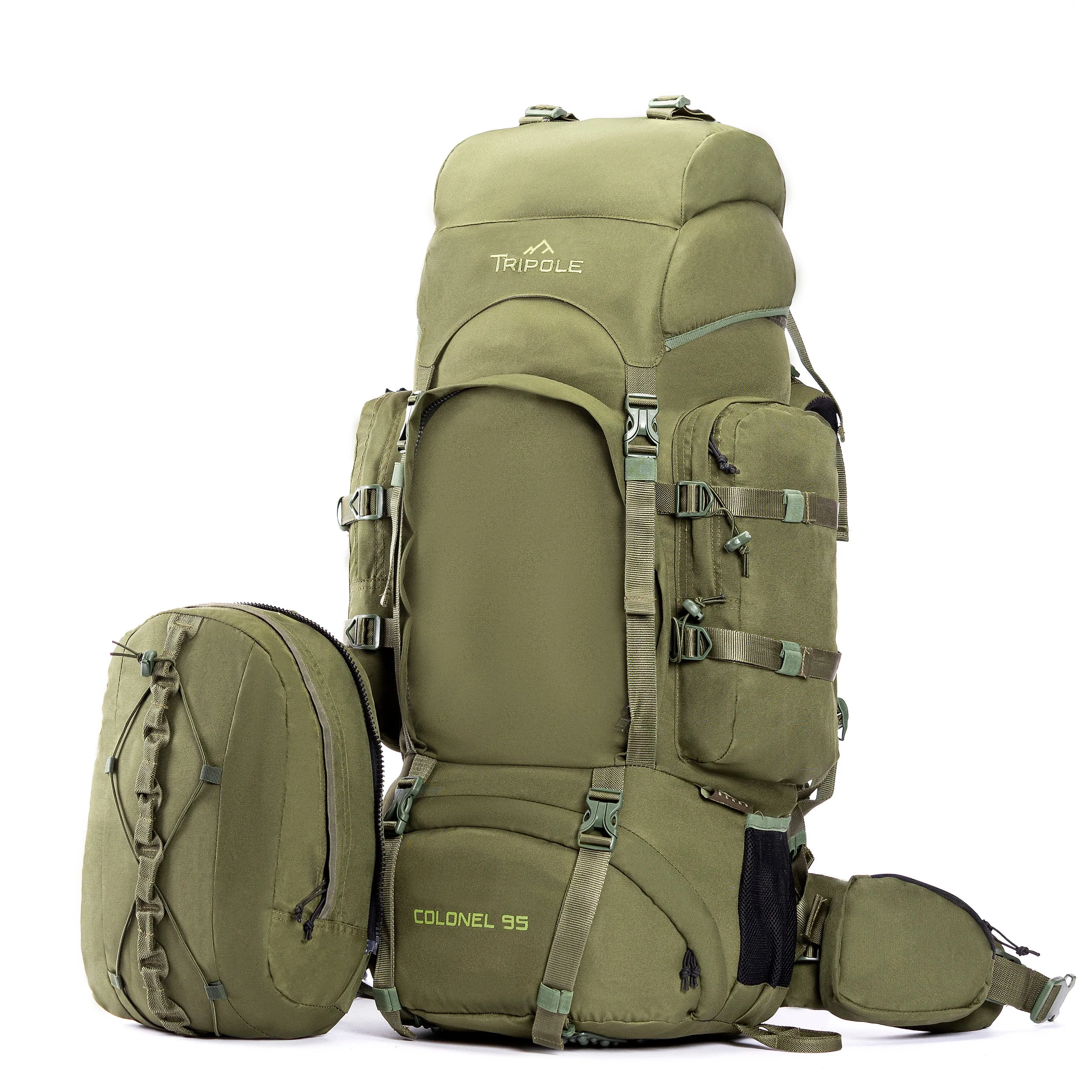 Colonel Series 95 Litre Rucksack   Detachable Day Pack & Rain Cover | Olive Green