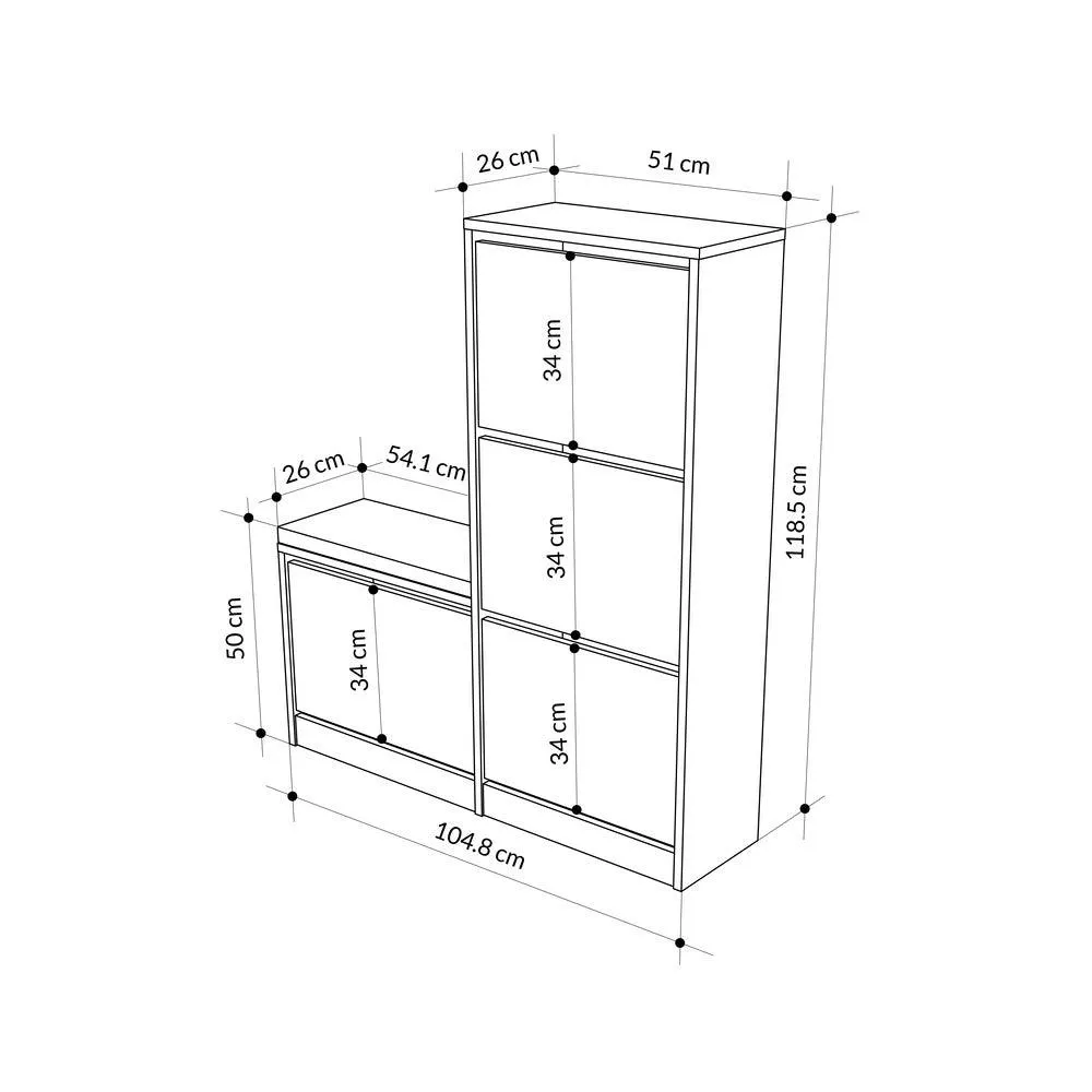 Dude Modern Bench Shoe Cabinet H 118.5cm