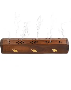 Eden International Wooden Incense Holder Incense Burner Holder Incense Stick & Cone Burner Holder Wooden Agarbatti Stand with Ash Catcher & Dhoop Batti Stand