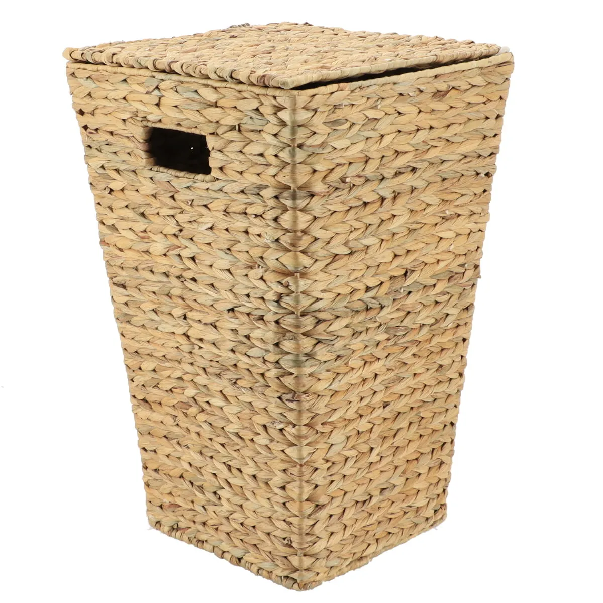 Flared Hyacinth Laundry Basket With Lid - Natural