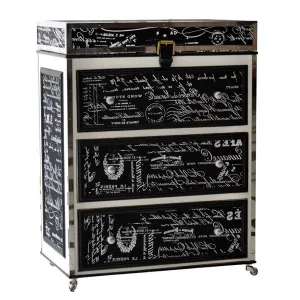 French Script Chest of Drawers statement piece chrome trim Bedroom Drawers Online (60x38x81cmh)