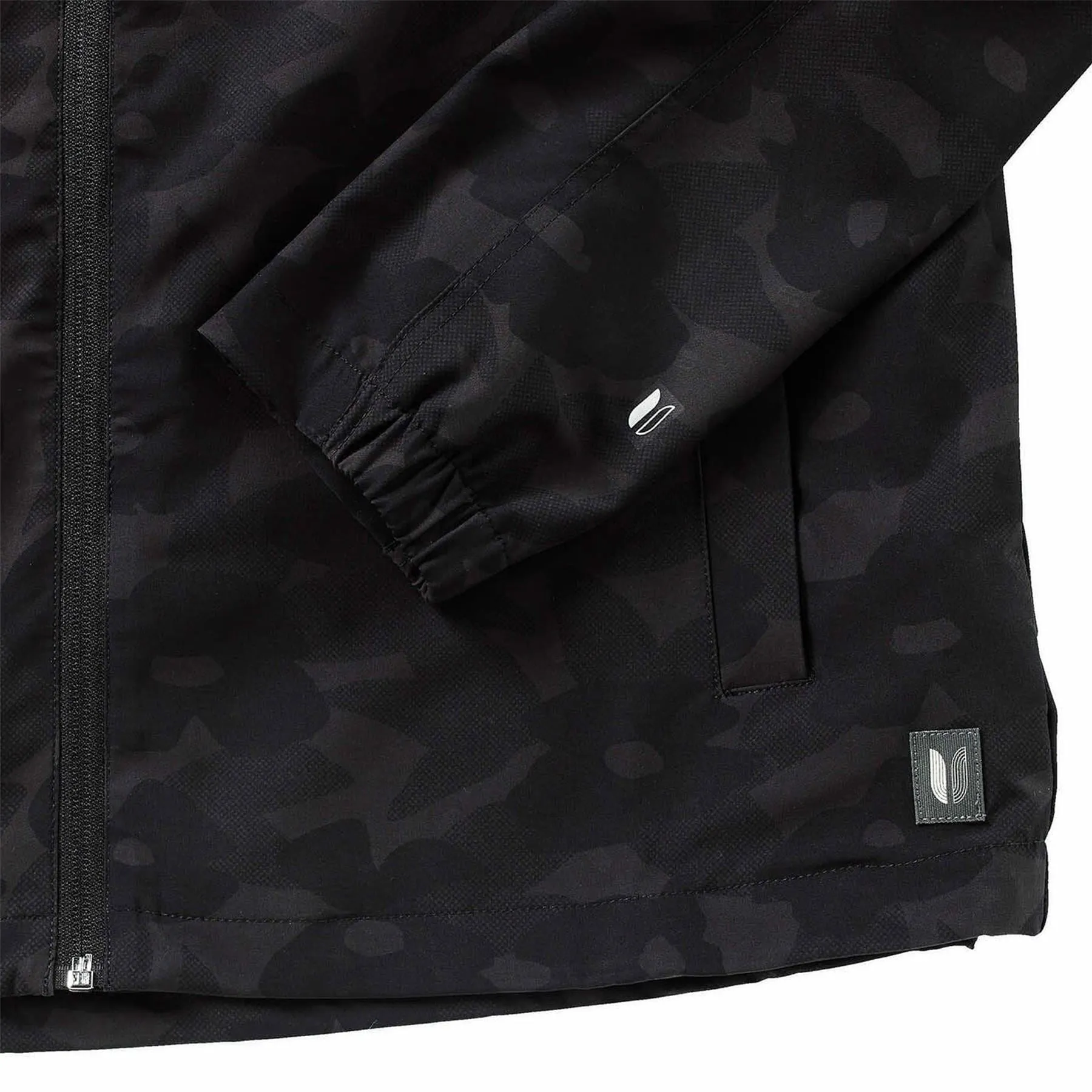 Full Zip Windbreaker Hooded Jacket Print Black Flower Poster - SS24