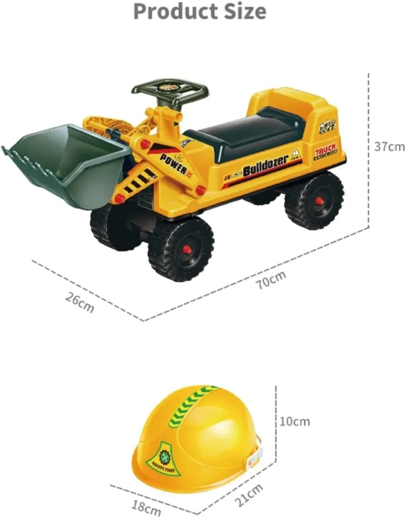 GOMINIMO Kids Ride On Bulldozer Digger Tractor Excavator Toy Car with Helmet