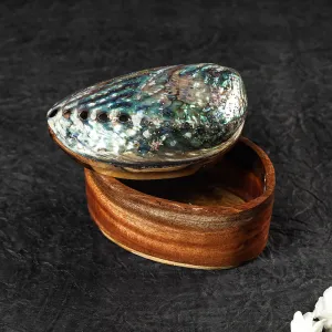 Handcrafted Abalone Seashell Mahogany Wooden Jewelry Box