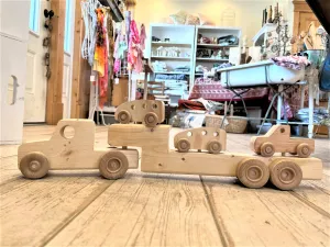 Handcrafted Wooden Baby Toys - Semi Truck   Auto Hauler