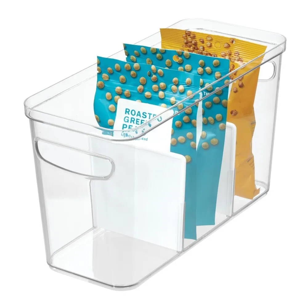 iDesign Crisp Divided Bin 6" x 14" x 8" in Clear and Matte White