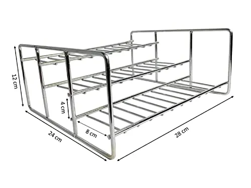 JUGTE 3-Tier Step Standing Rack Stainless Steel Kitchen Storage Racks Step Spices Bottle Holder for Storage Countertop Display Shelf Organizer Condiment Shelf Rack (Small, 28 x 24 x 12 cm, Step Shelf)