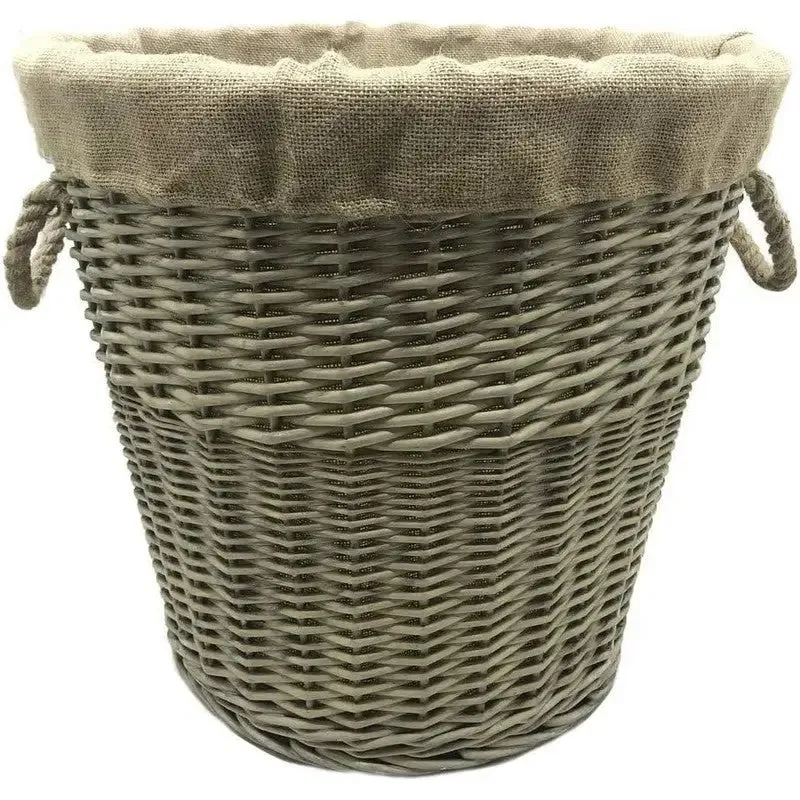 JVL Antique Washed Lined Log Baskets With Rope Handles - Rectangular, Round, Oval & Square Available