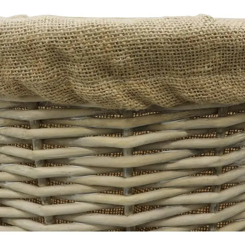 JVL Antique Washed Lined Log Baskets With Rope Handles - Rectangular, Round, Oval & Square Available