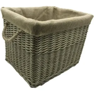 JVL Antique Washed Lined Log Baskets With Rope Handles - Rectangular, Round, Oval & Square Available