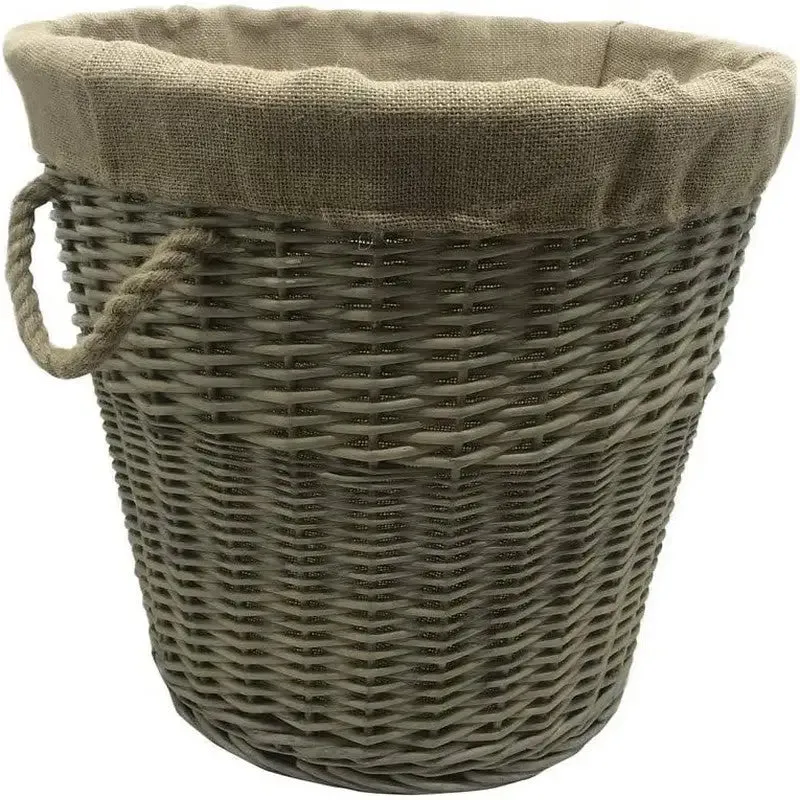 JVL Antique Washed Lined Log Baskets With Rope Handles - Rectangular, Round, Oval & Square Available