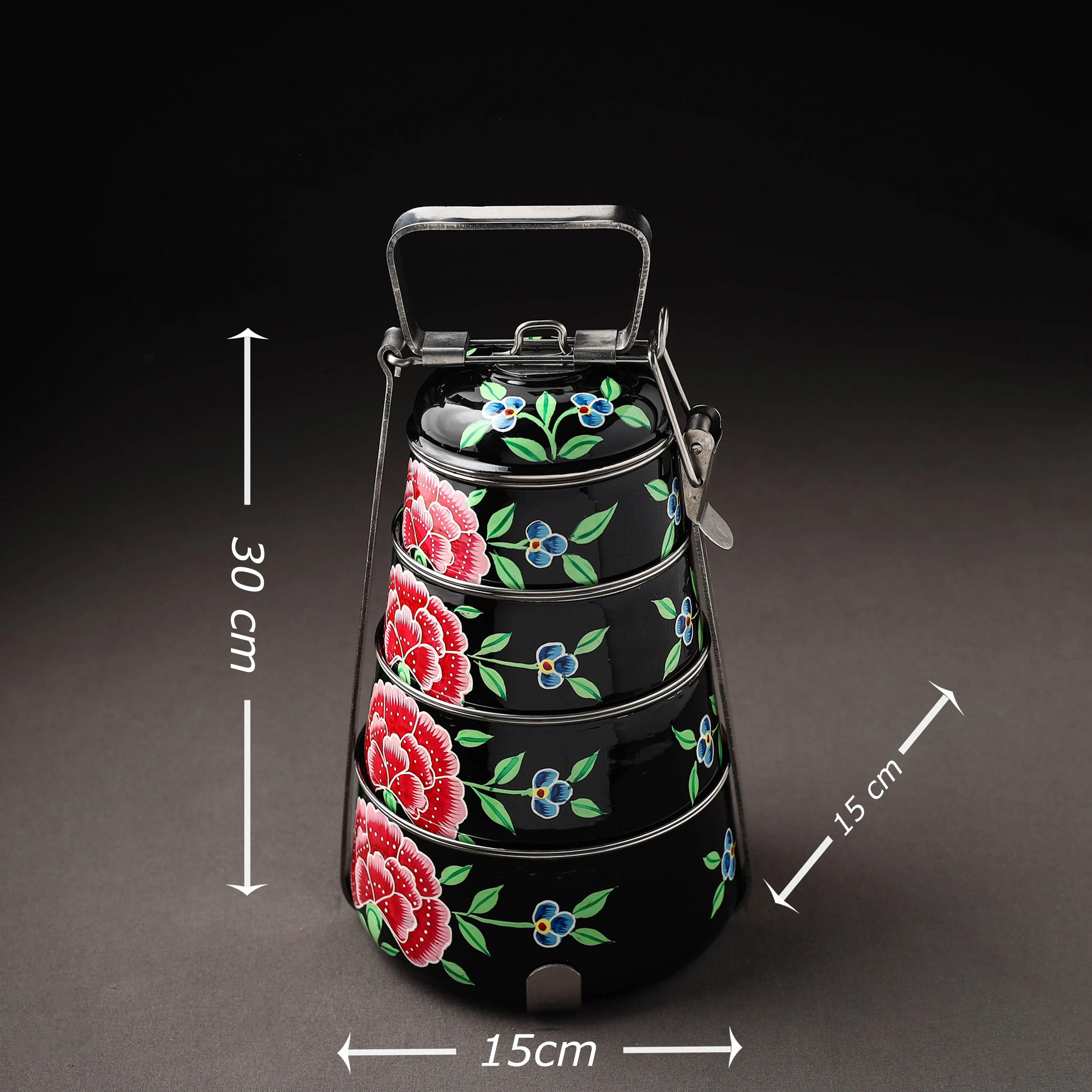 Kashmir Handpainted Stainless Steel 4 Tier Tiffin Box 10