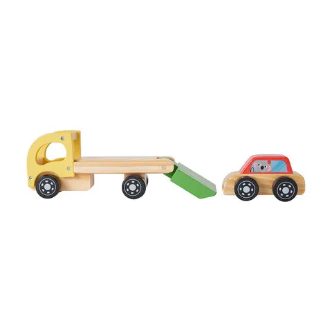 Kids Wooden Car Carrier Truck Toy (Wood) movable tray and car-Age: 18 M 