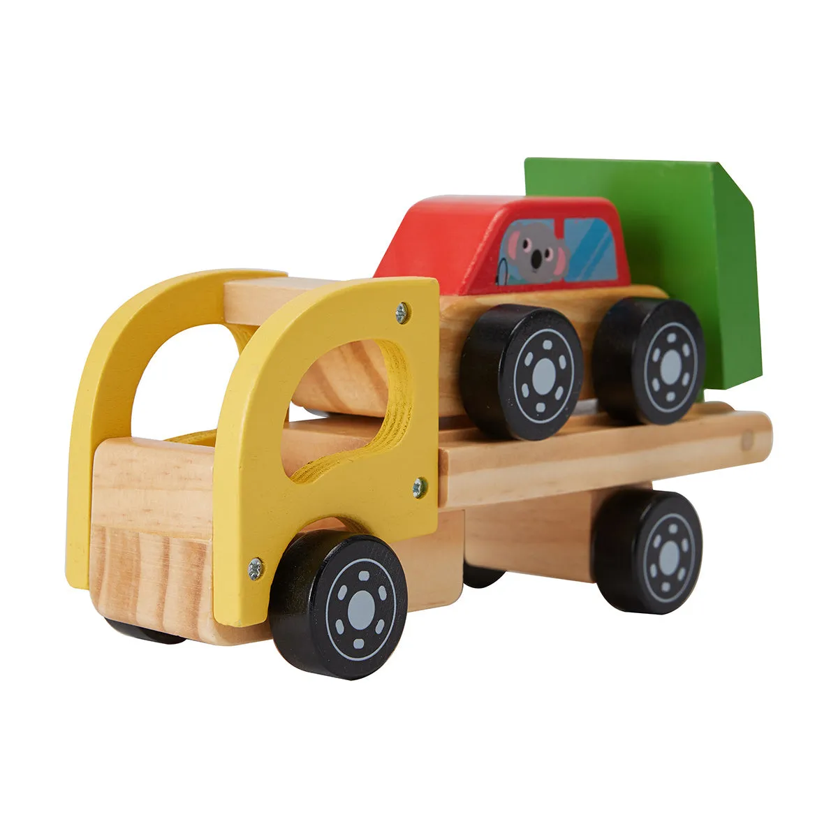 Kids Wooden Car Carrier Truck Toy (Wood) movable tray and car-Age: 18 M 