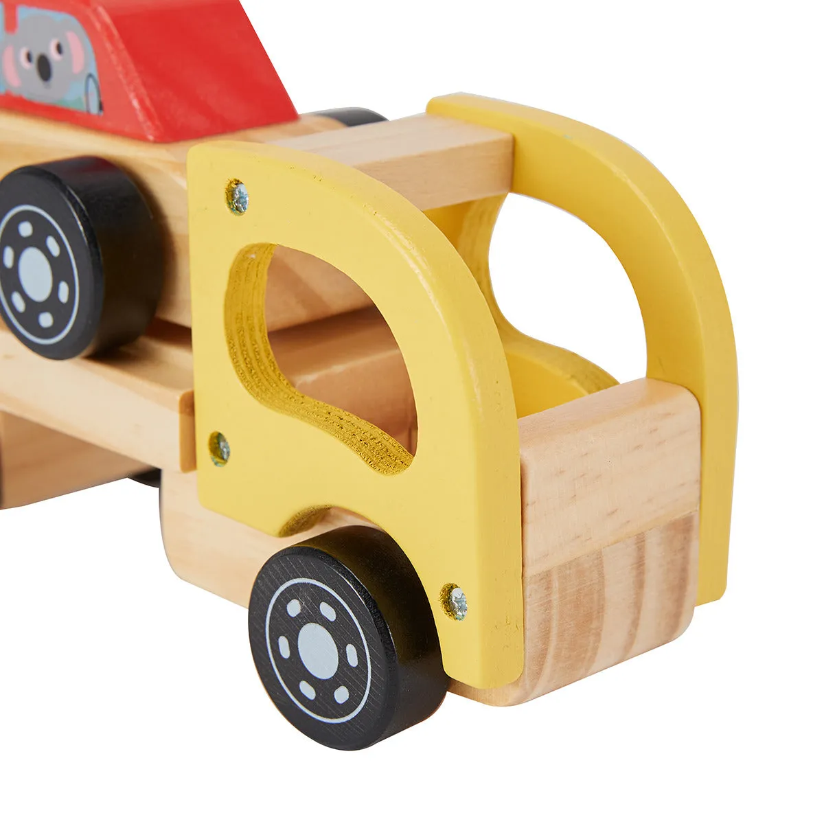 Kids Wooden Car Carrier Truck Toy (Wood) movable tray and car-Age: 18 M 