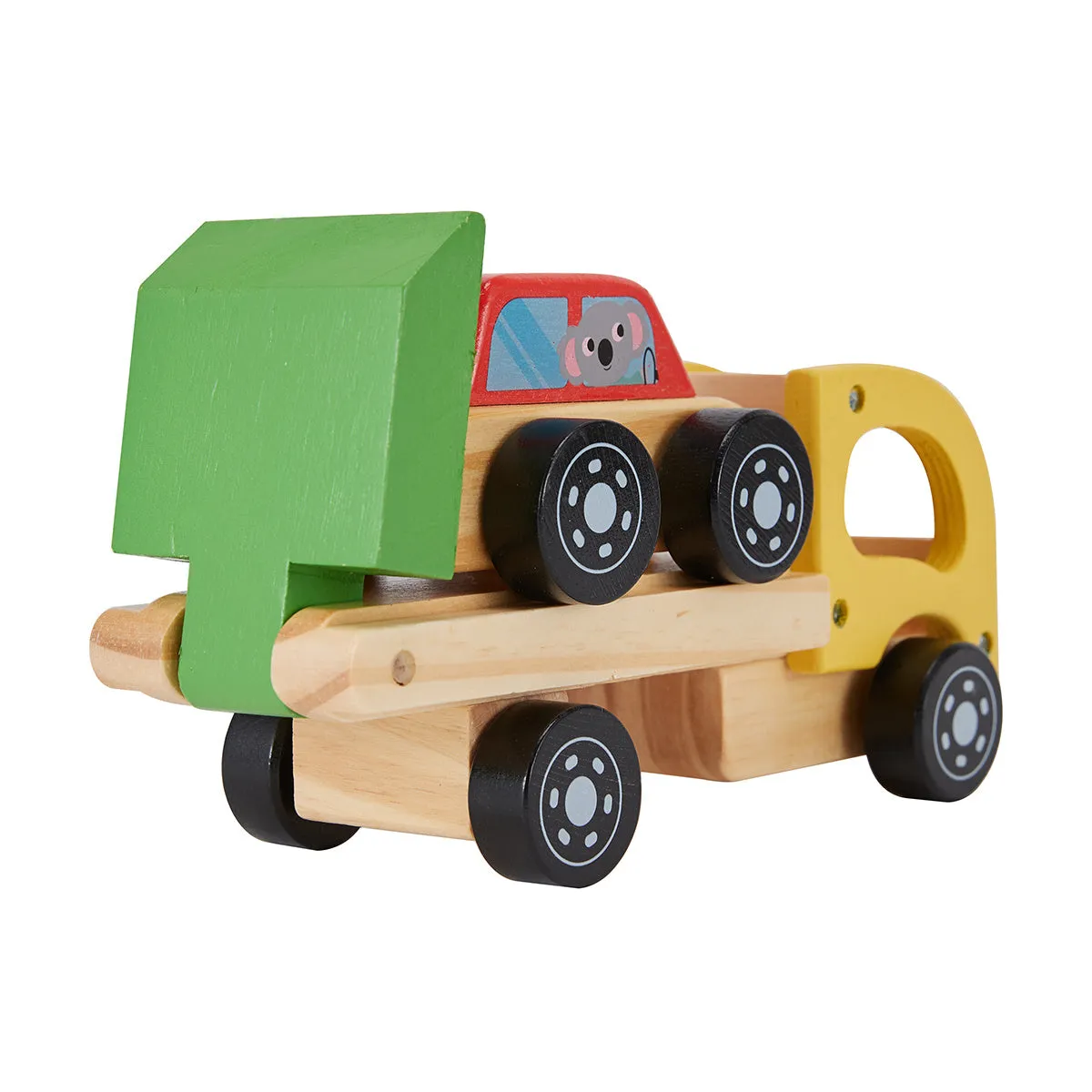 Kids Wooden Car Carrier Truck Toy (Wood) movable tray and car-Age: 18 M 