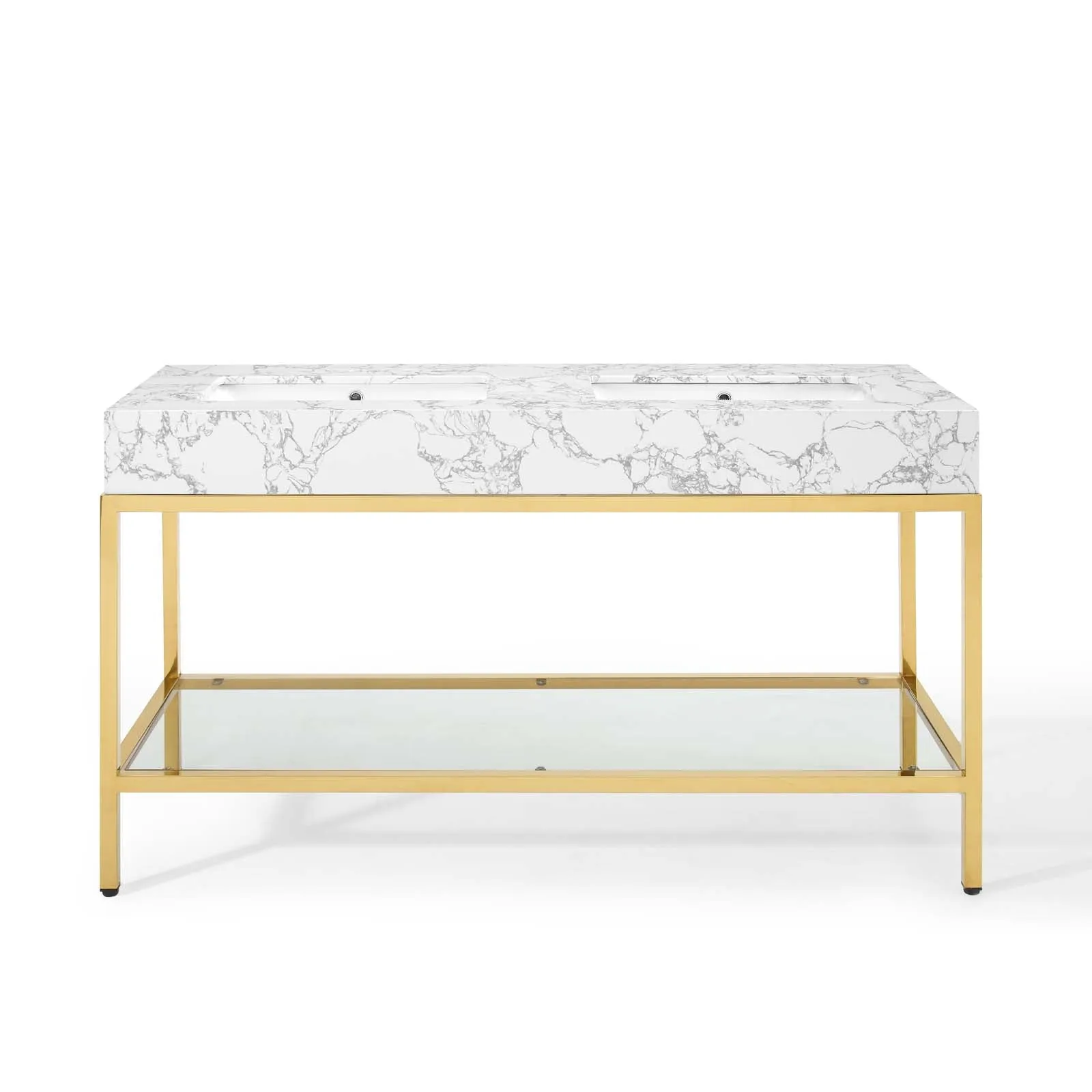 Kingsley 60" Gold Stainless Steel Bathroom Vanity