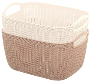 Kuber Industries Unbreakable Plastic Flexible Storage Baskets|Fruit Vegetable Bathroom Stationary Home Basket with Handles|Pack of 2 (Assorted) -CTKTC037844