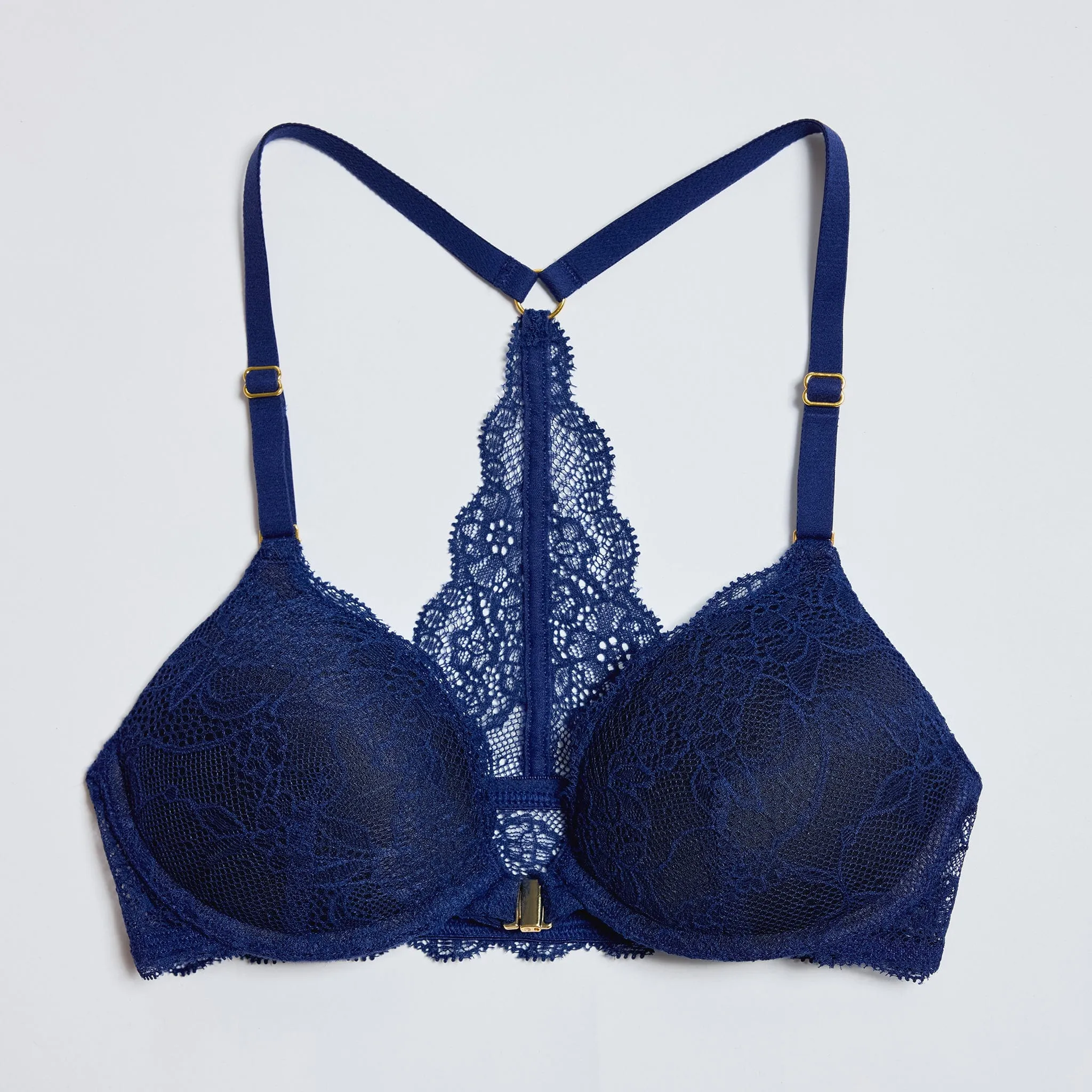 Lace Racerback Lift Up Bra Navy