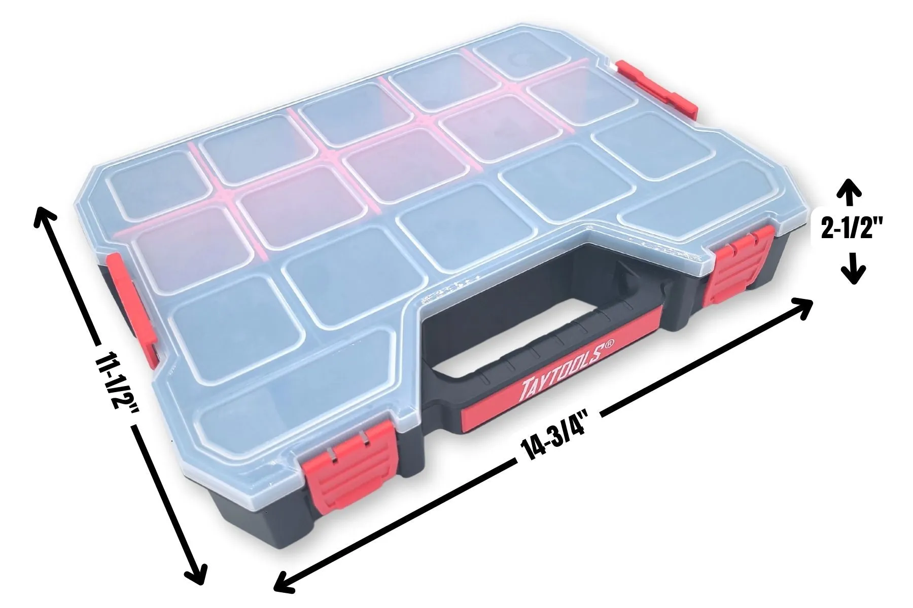 Large 17 Compartment Portable Small Parts Organizer 14-3/4” x 11-1/2" x 2-1/2” Four Latches with Removable Dividers