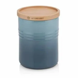 Le Creuset Stoneware Medium Storage Jar with Wooden Lid Marine