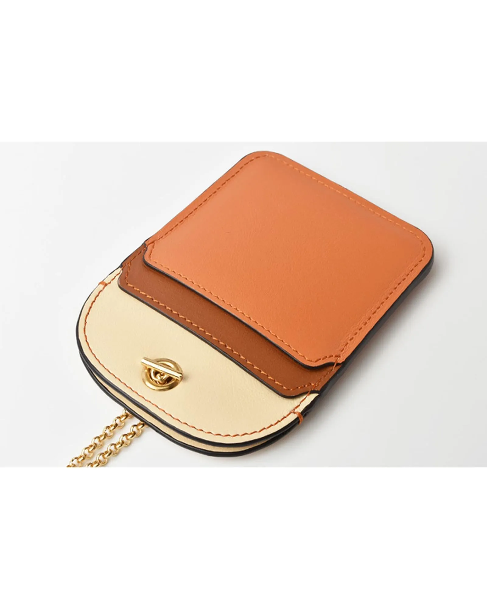 Leather Card/ID Holder with Chain - Pristine Condition