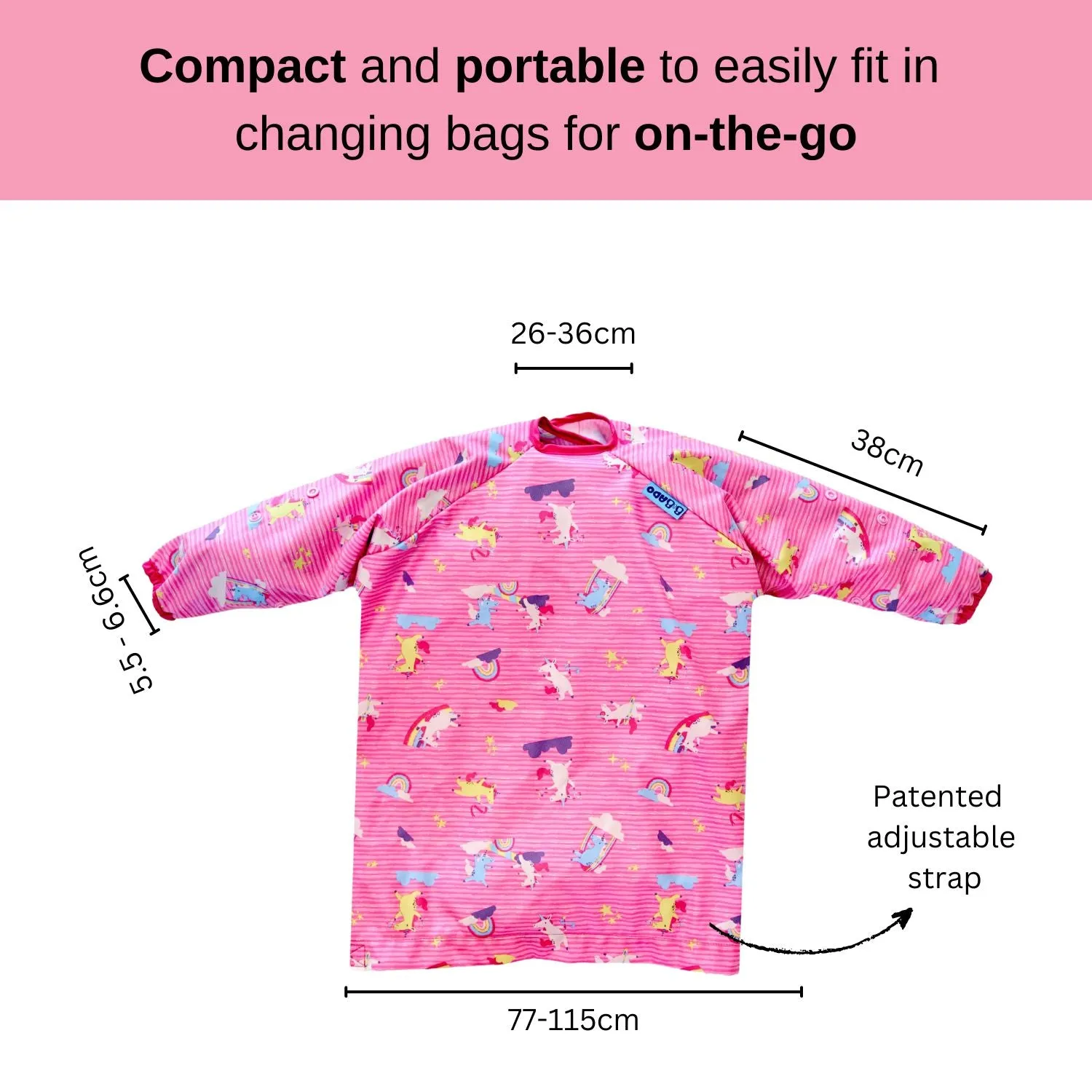 Long Sleeve Coverall Weaning Bib Unicorns Pink