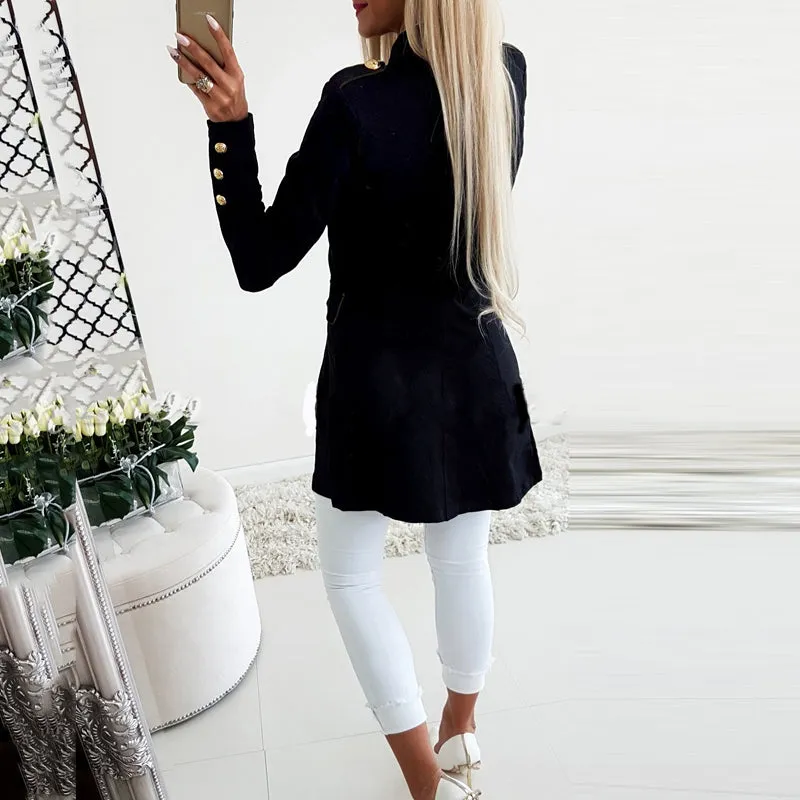 Long sleeved buttoned slim blazer