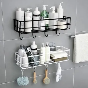 METAL SHELF WITH HOOKS