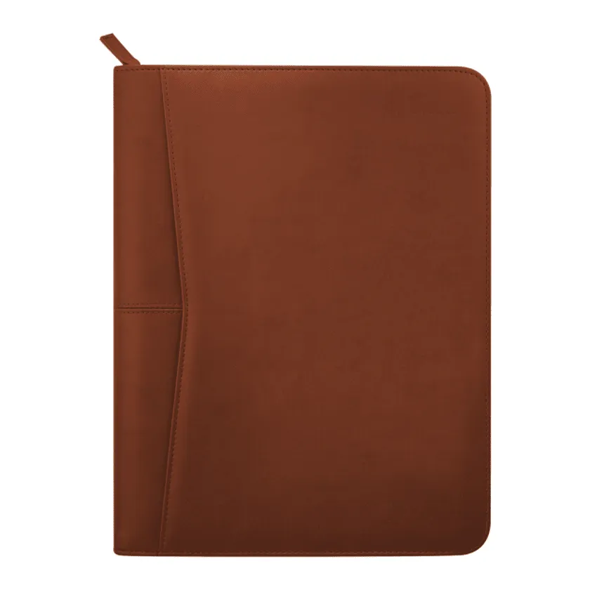 Pedova Zippered UltraHyde Branded Padfolios, Terra Cotta