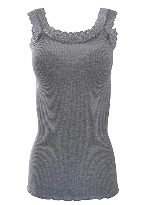 Premium Quality 100% Cotton Women's Lace Trim Tank Top