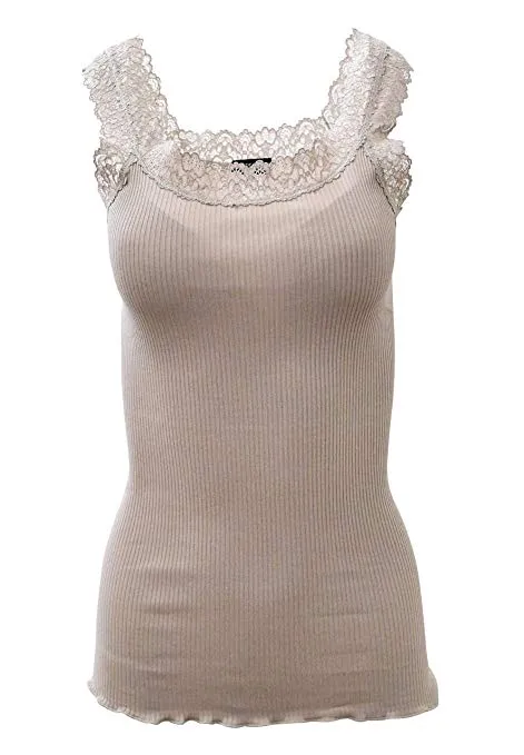 Premium Quality 100% Cotton Women's Lace Trim Tank Top