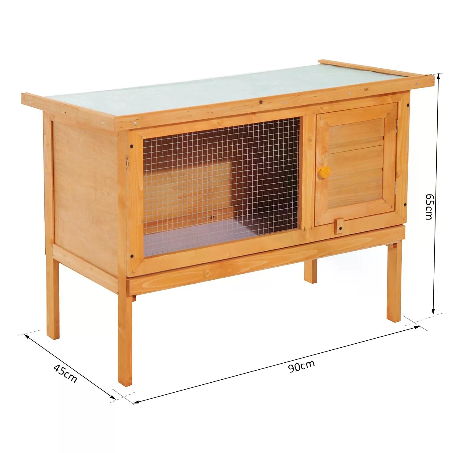 Rabbit Hutch,90Lx45Wx65H cm-Fir Wood