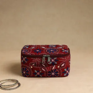 Red - Bengal Kantha Work Handcrafted Jewelry Box with Mirror 08