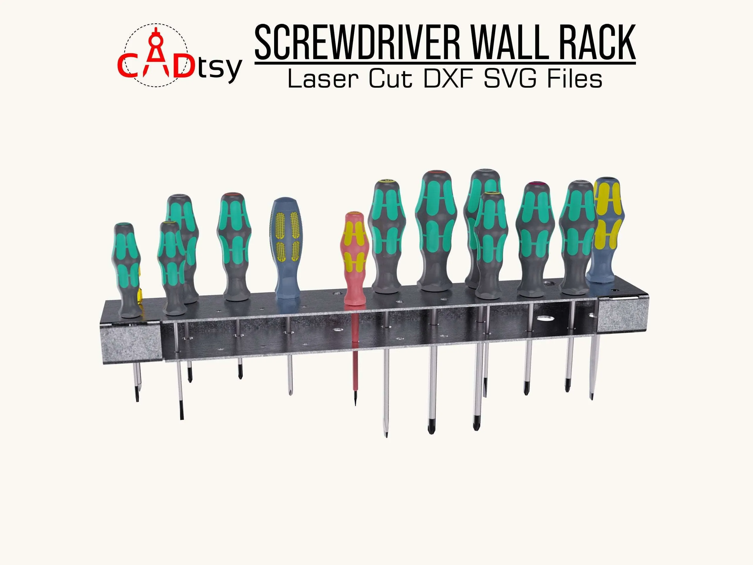 Screwdriver Wall Rack DXF / SVG - CNC Laser / Plasma Cut Files, Workshop Organizer