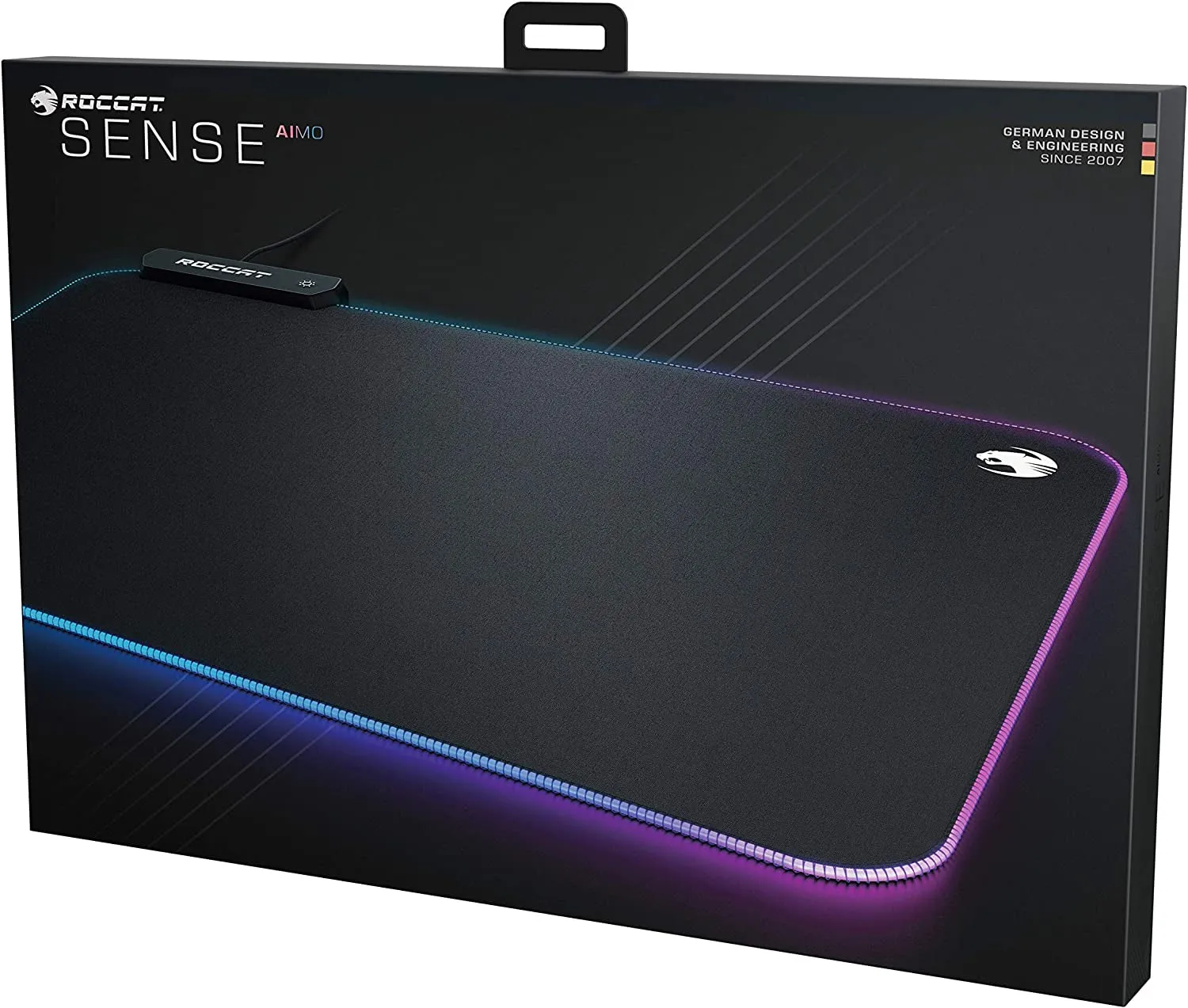 Sense Aimo RGB Illumination Gaming PC Mousepad, Non Slip Back, Computer Mouse Pad, Soft PC Gaming Desktop Mat with Stitched Edges, Owl Eye Sensors, Black, Medium